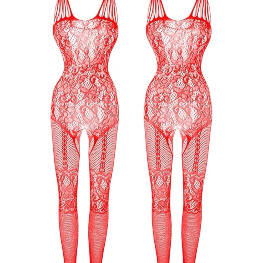 Elegant Red Lace Bodysuit